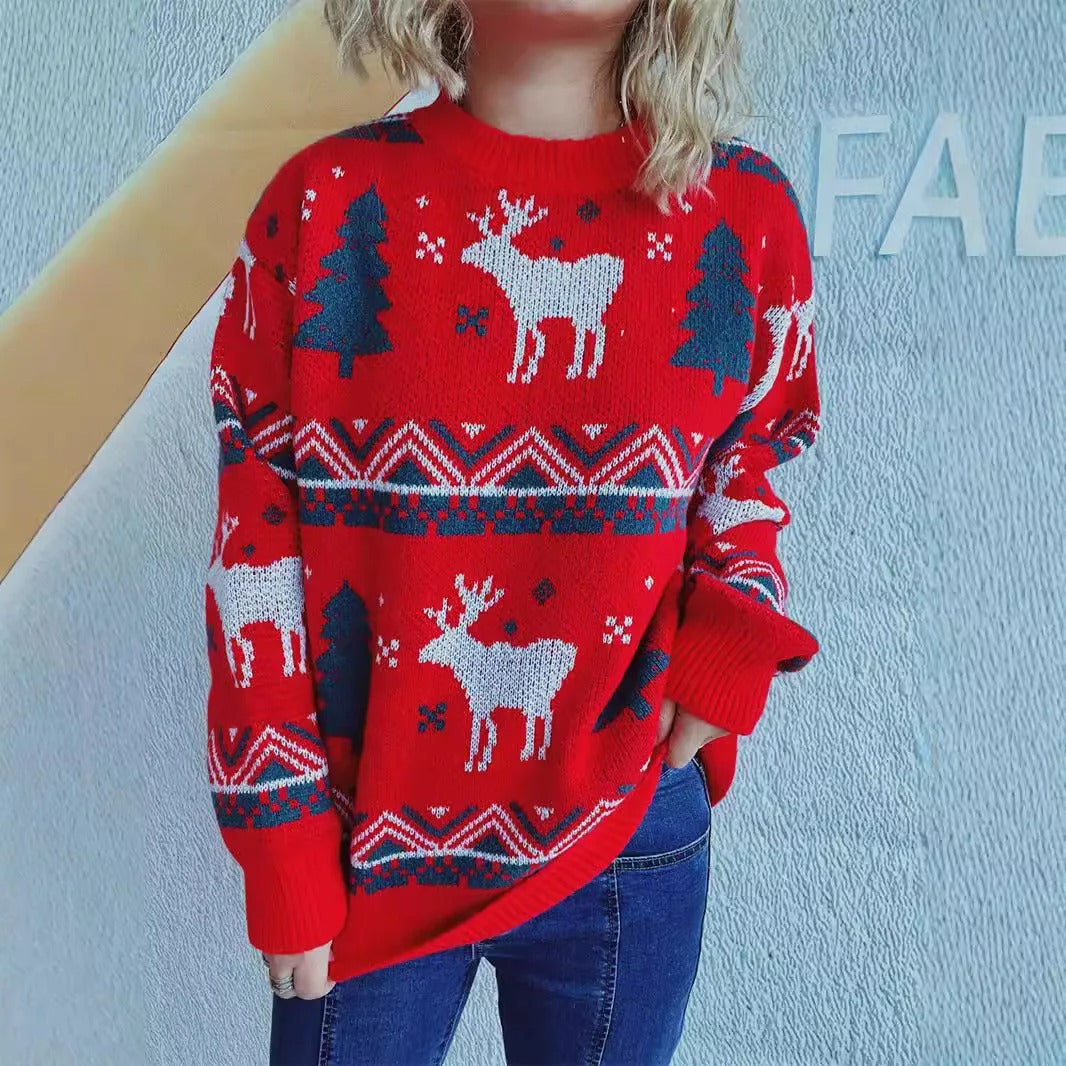 Anika | Jersey de Navidad para mujer con dibujo de reno y árbol de Navidad