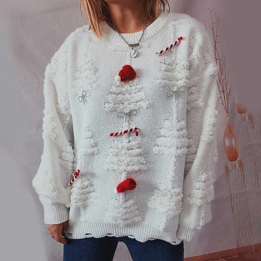 Annelie | Jersey de Navidad para mujer con textura de árbol de Navidad