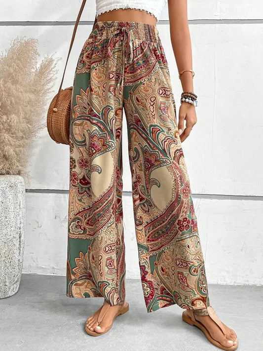 Pantalones con estampado digital y cintura alta