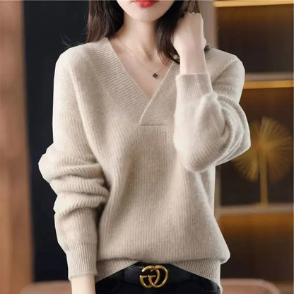 Elena | Jersey de cachemira con cuello de pico para mujer