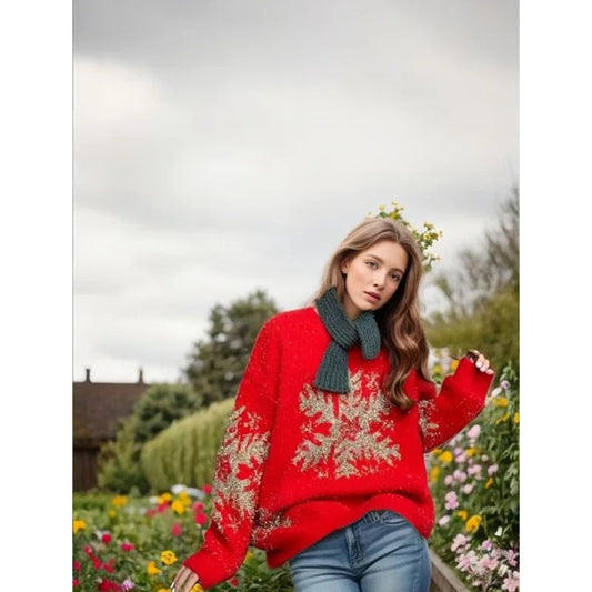 Theresa | Jersey oversize con diseño de copos de nieve