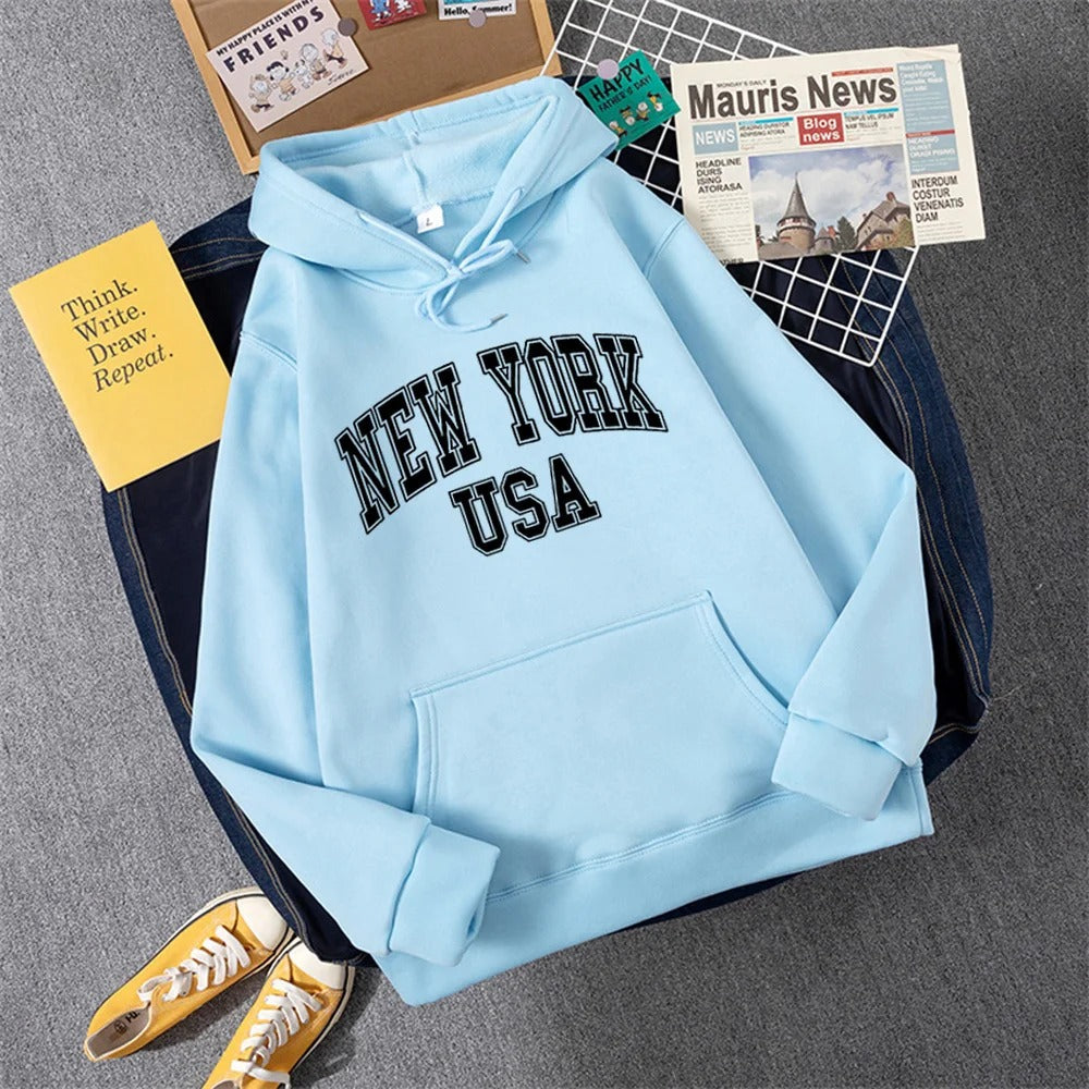 George | Sudadera con capucha y estampado NEW YORK USA para mujer