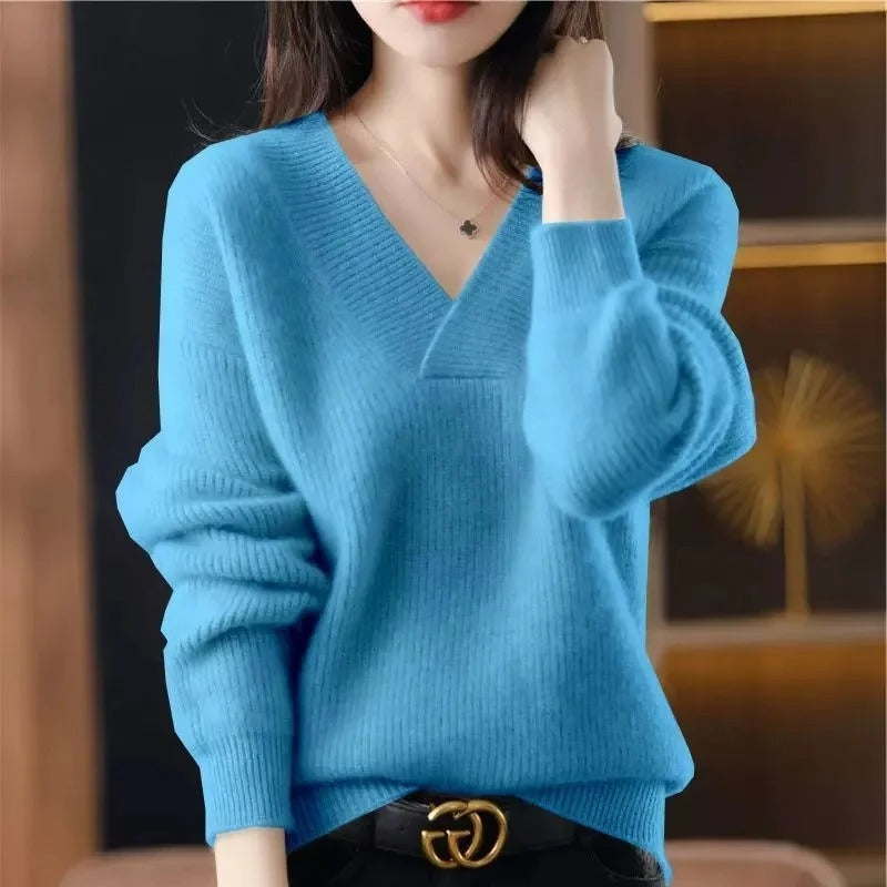 Elena | Jersey de cachemira con cuello de pico para mujer