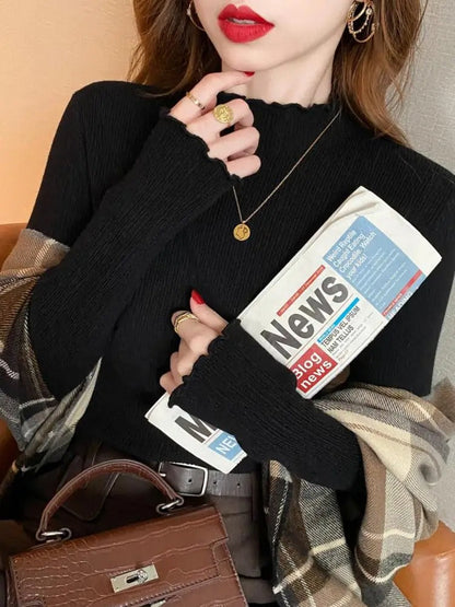 Marlene | Jersey de punto fino para mujer con bordes festoneados