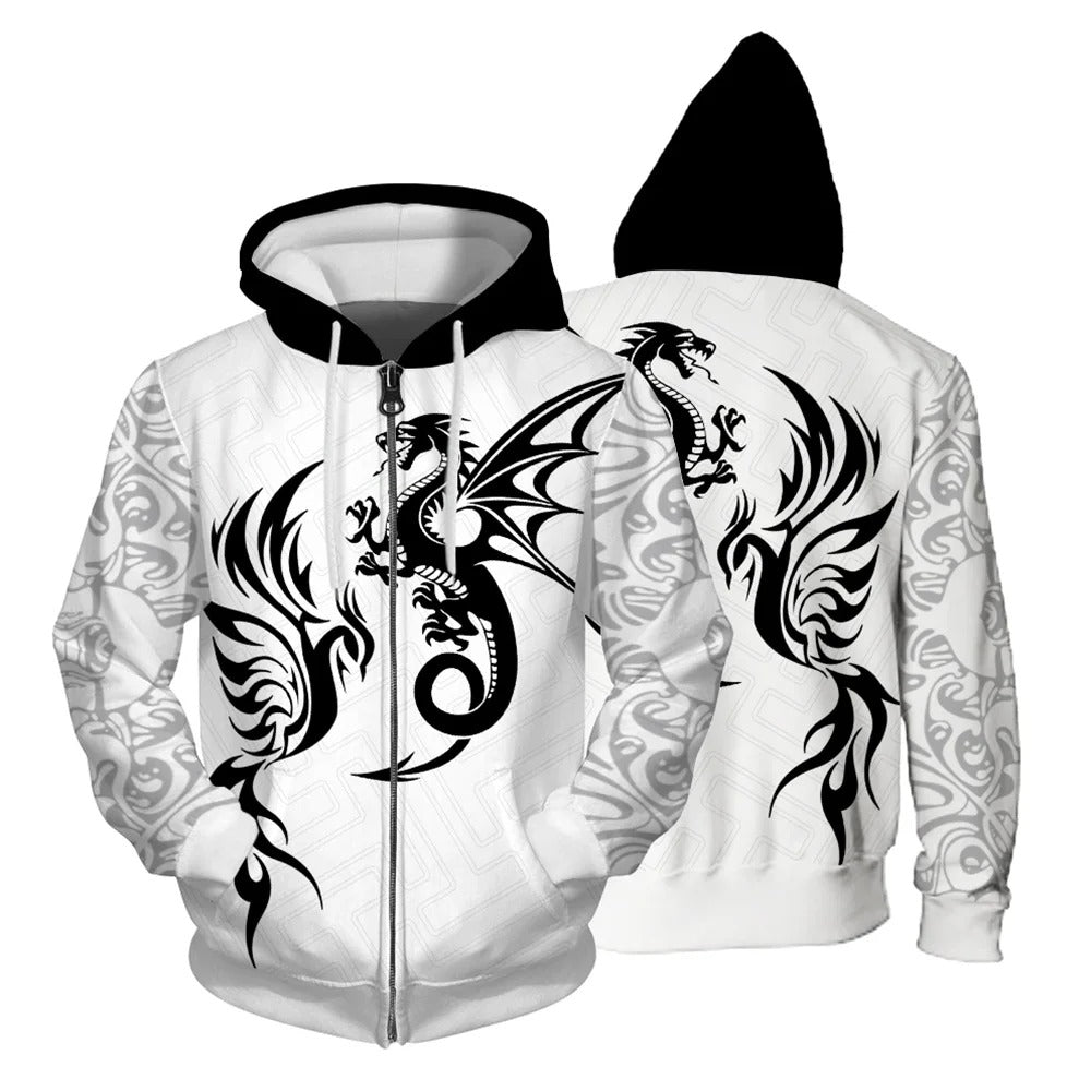 Hunter | Sudadera con capucha y cremallera para hombre con motivo de calavera