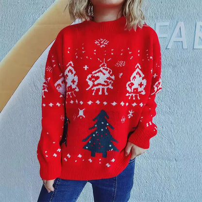 Anika | Jersey de Navidad para mujer con dibujo de reno y árbol de Navidad