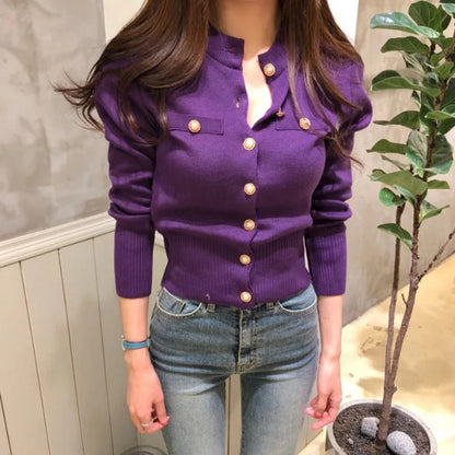 Isabelle | Elegante chaqueta de punto con botones de perlas para mujer