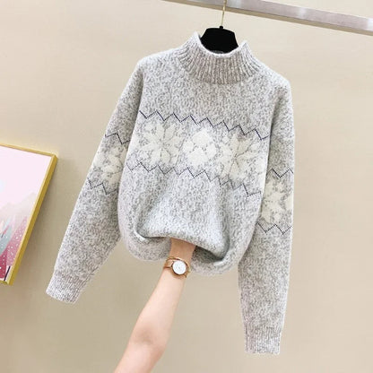 Alina | Jersey de punto con estampado de copos de nieve