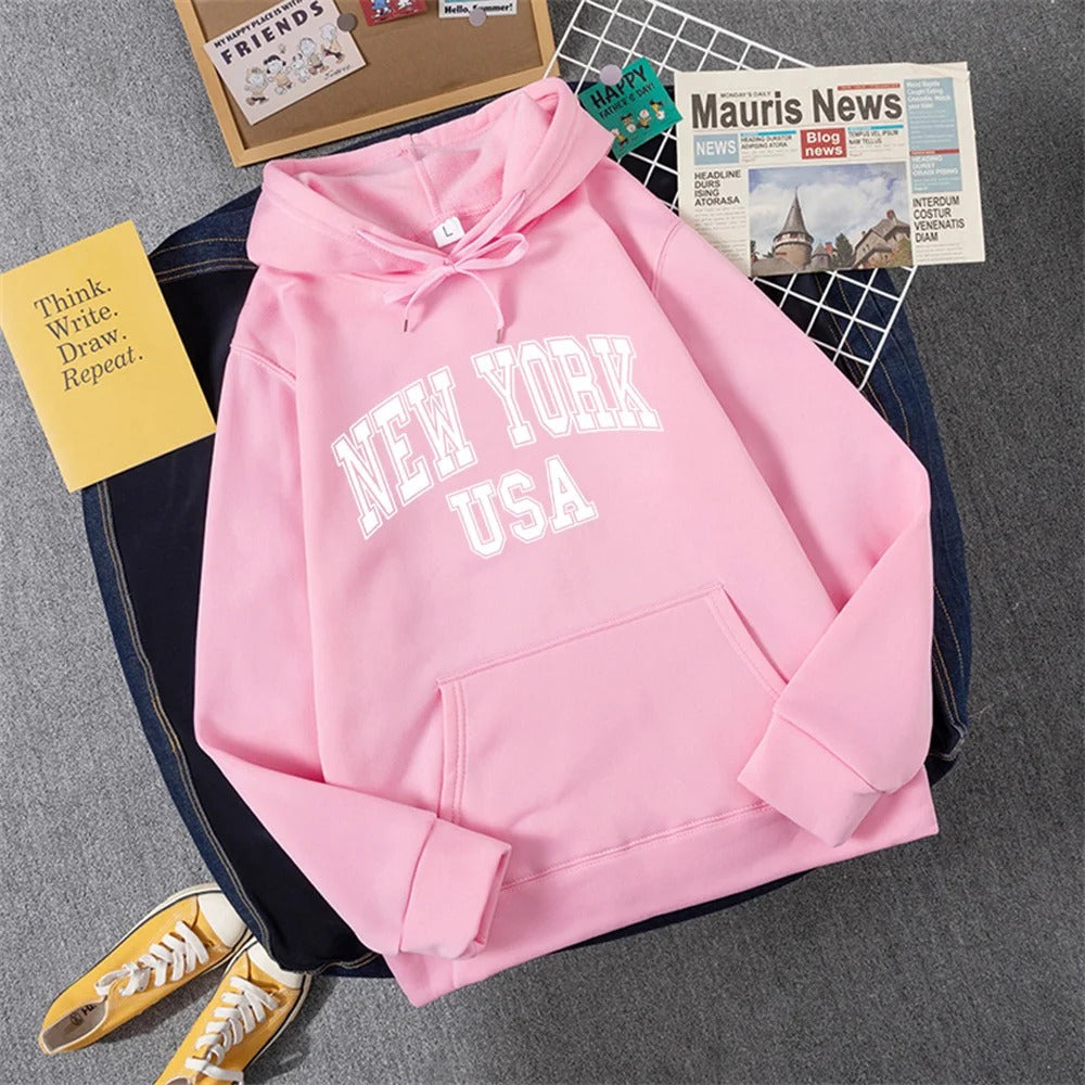 George | Sudadera con capucha y estampado NEW YORK USA para mujer