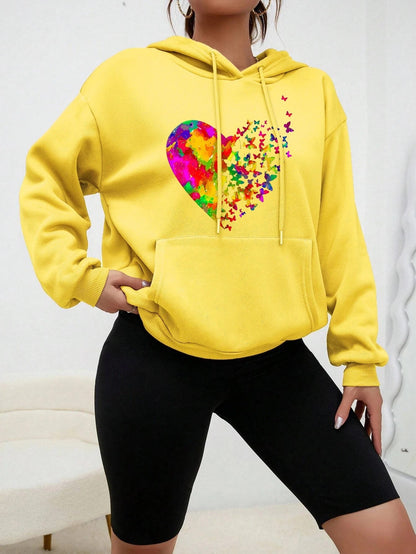 Sudadera con capucha y estampado de corazones de mariposas de colores Calypso