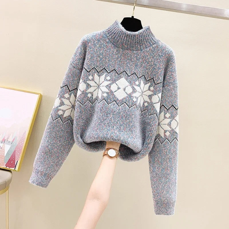 Alina | Jersey de punto con estampado de copos de nieve