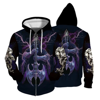 Hunter | Sudadera con capucha y cremallera para hombre con motivo de calavera