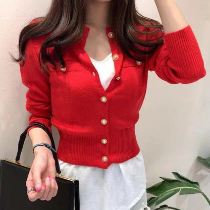 Isabelle | Elegante chaqueta de punto con botones de perlas para mujer