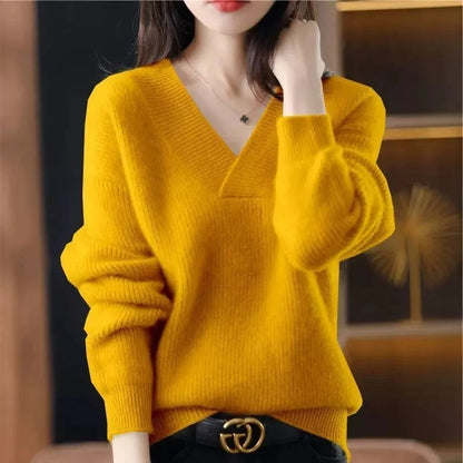 Elena | Jersey de cachemira con cuello de pico para mujer