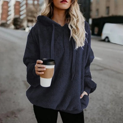 Elisa | Chaqueta de invierno de felpa con cuarto de cremallera y bolsillos para mujer