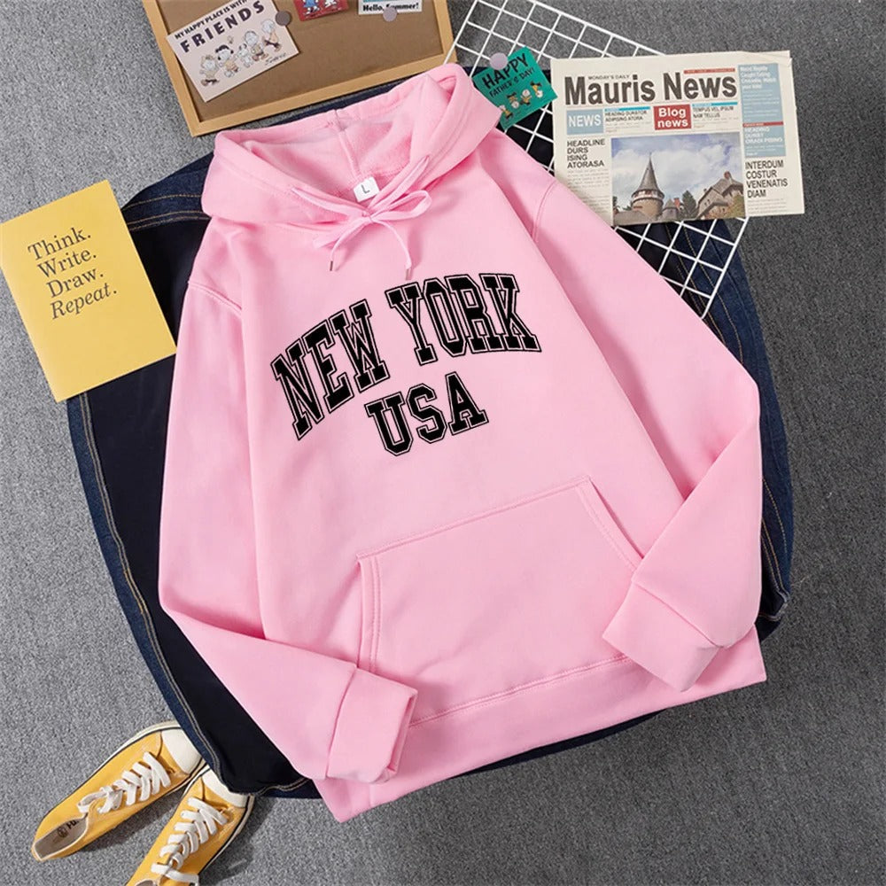 George | Sudadera con capucha y estampado NEW YORK USA para mujer
