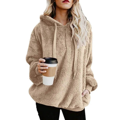 Elisa | Chaqueta de invierno de felpa con cuarto de cremallera y bolsillos para mujer