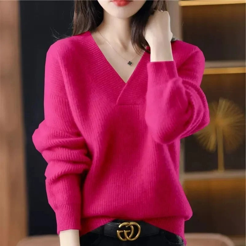 Elena | Jersey de cachemira con cuello de pico para mujer