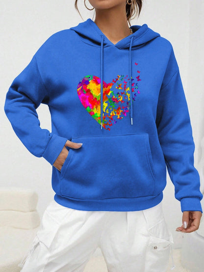 Sudadera con capucha y estampado de corazones de mariposas de colores Calypso