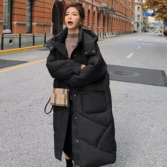 Chaqueta de plumón ancha de moda por encima de la rodilla para mujer | Ideal para otoño/invierno