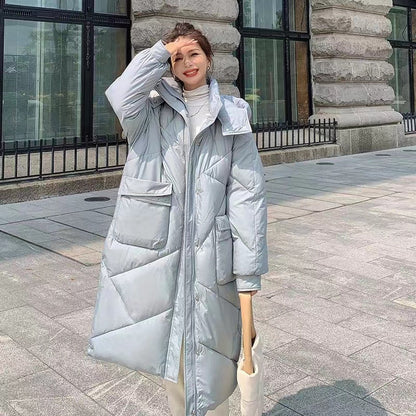 Chaqueta de plumón ancha de moda por encima de la rodilla para mujer | Ideal para otoño/invierno