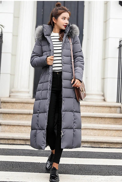 Abrigo largo de invierno con cinturón para mujer