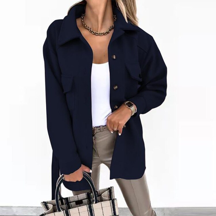 Elegante chaqueta con aspecto de lana para mujer | Saskia