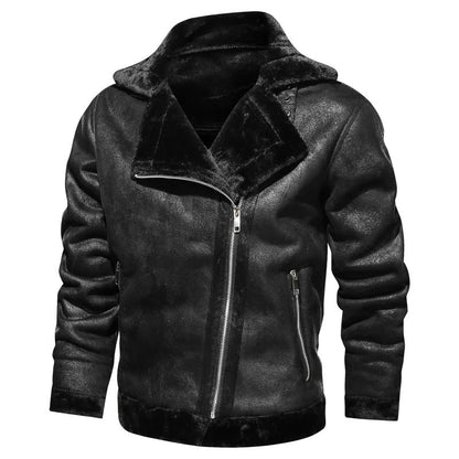 Chaqueta casual de cuero vegano estilo bomber para hombre | Perfecta para días informales