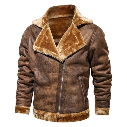 Chaqueta casual de cuero vegano estilo bomber para hombre | Perfecta para días informales