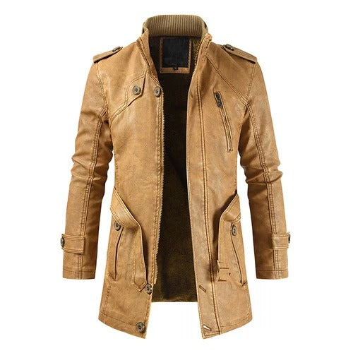Elegante chaqueta de cuero vegano con bolsillos adicionales para hombre | Ideal para todas las estaciones