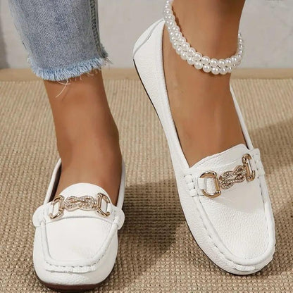 Zapatos planos con hebilla de strass para mujer | Hanny Mocasines