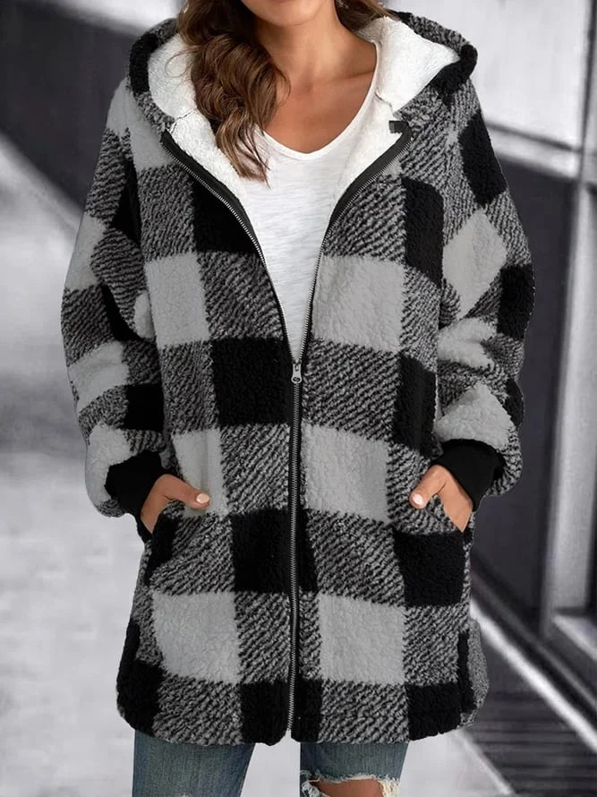 Elisa | Chaqueta Oversized Hoodie Check Loose