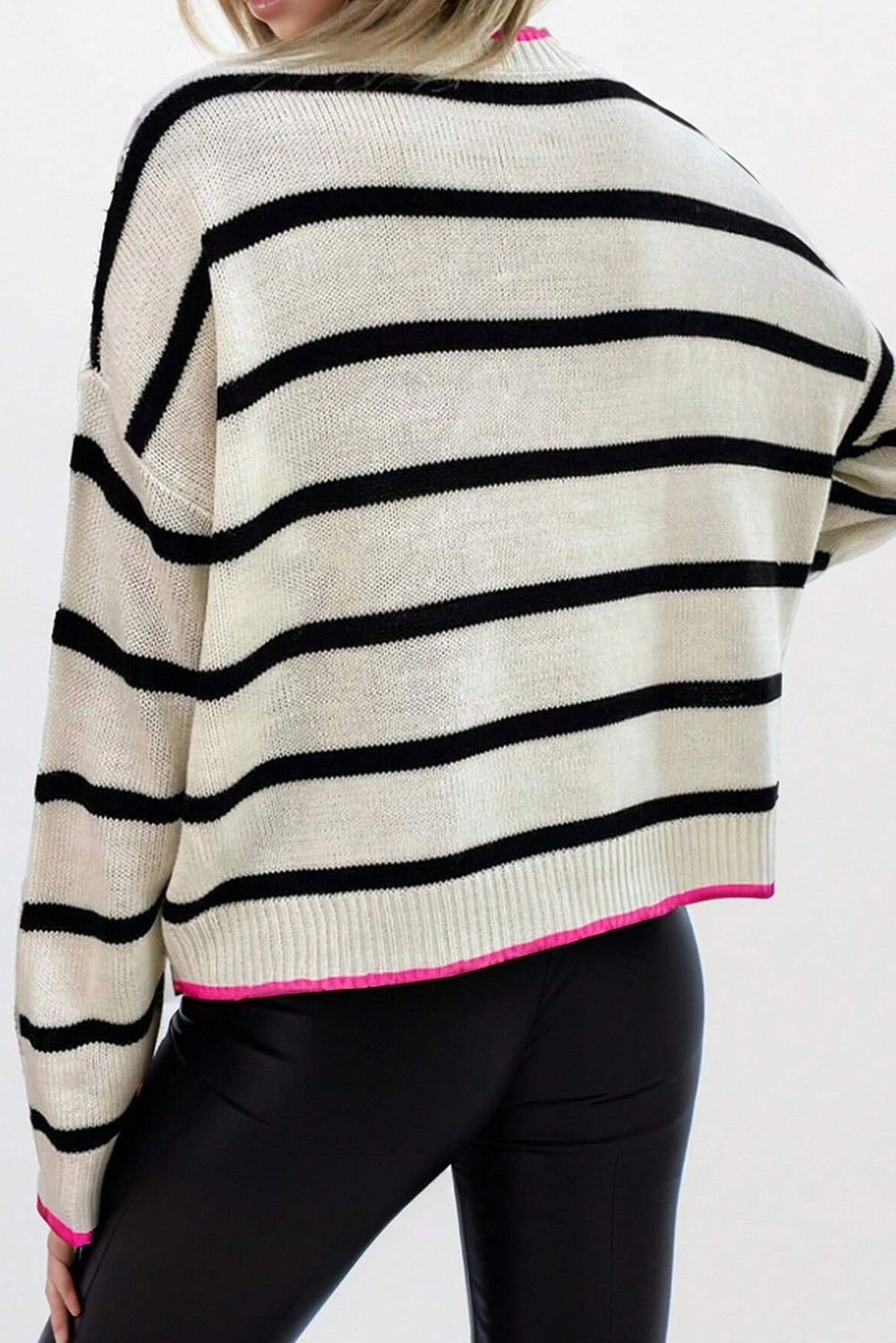 Graciela | Moderno y clásico jersey de rayas con forro rosa