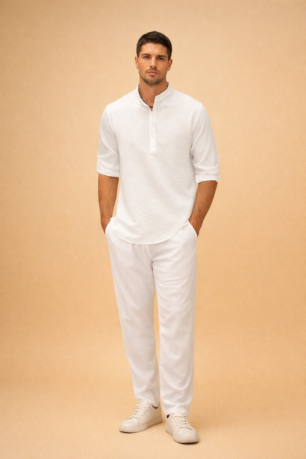 Męska Koszula Henley Casual