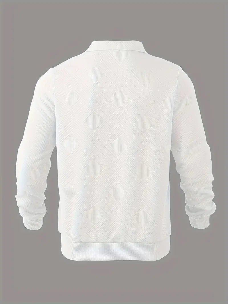 Męski Dzianinowy Sweter ze Stójką i Krótkim Zamkiem