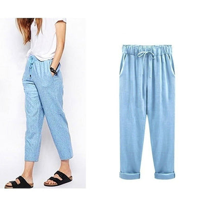 Envie d'été - Pantalones informales de algodón y lino