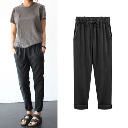 Envie d'été - Pantalones informales de algodón y lino