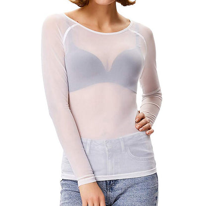 MELINDA | Camisa de manga larga de malla brillante con estilo