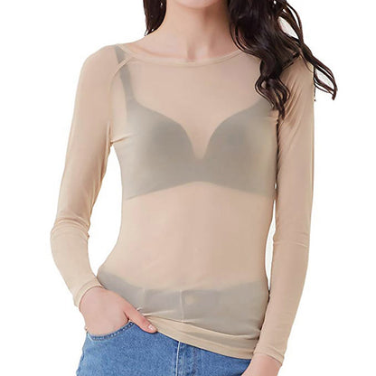 MELINDA | Camisa de manga larga de malla brillante con estilo