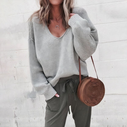 Jersey de punto con cuello en V | Kalyn