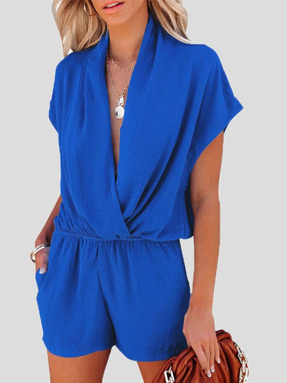 Mono de cuello bajo con bolsillos cruzados para ropa casual