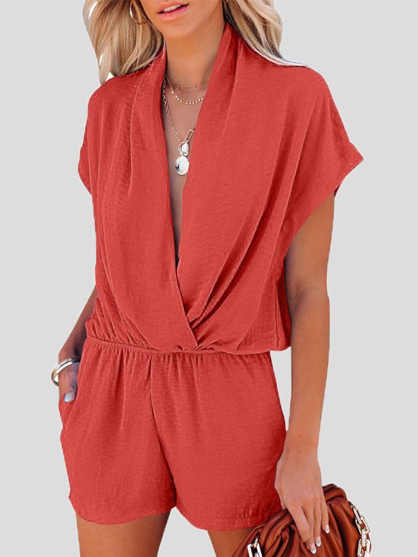 Mono de cuello bajo con bolsillos cruzados para ropa casual