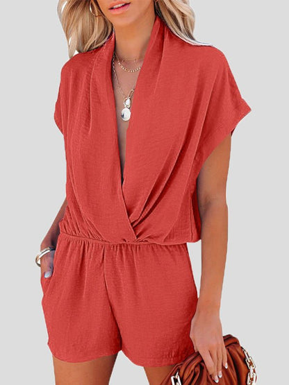 Mono de cuello bajo con bolsillos cruzados para ropa casual
