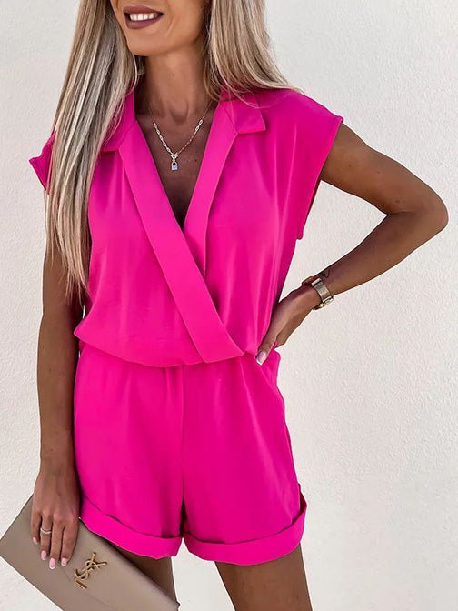 Mono casual liso cuello pico sin mangas
