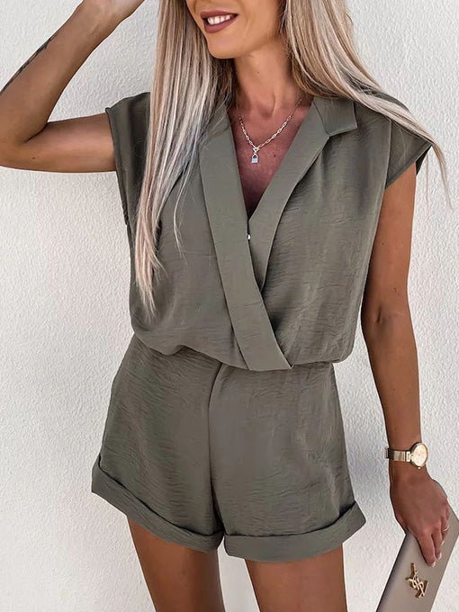Mono casual liso cuello pico sin mangas