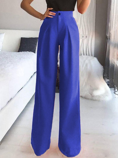 Pantalones Pantalones rectos casuales lisos con perneras anchas