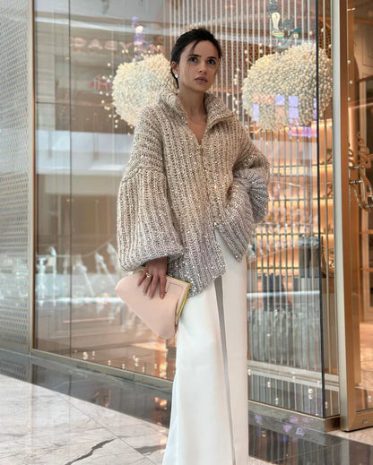 Novalynn - jersey de punto con lentejuelas brillantes