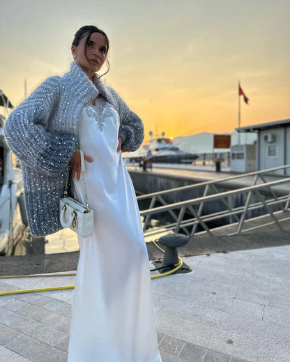 Novalynn - jersey de punto con lentejuelas brillantes