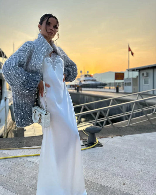 Novalynn - jersey de punto con lentejuelas brillantes