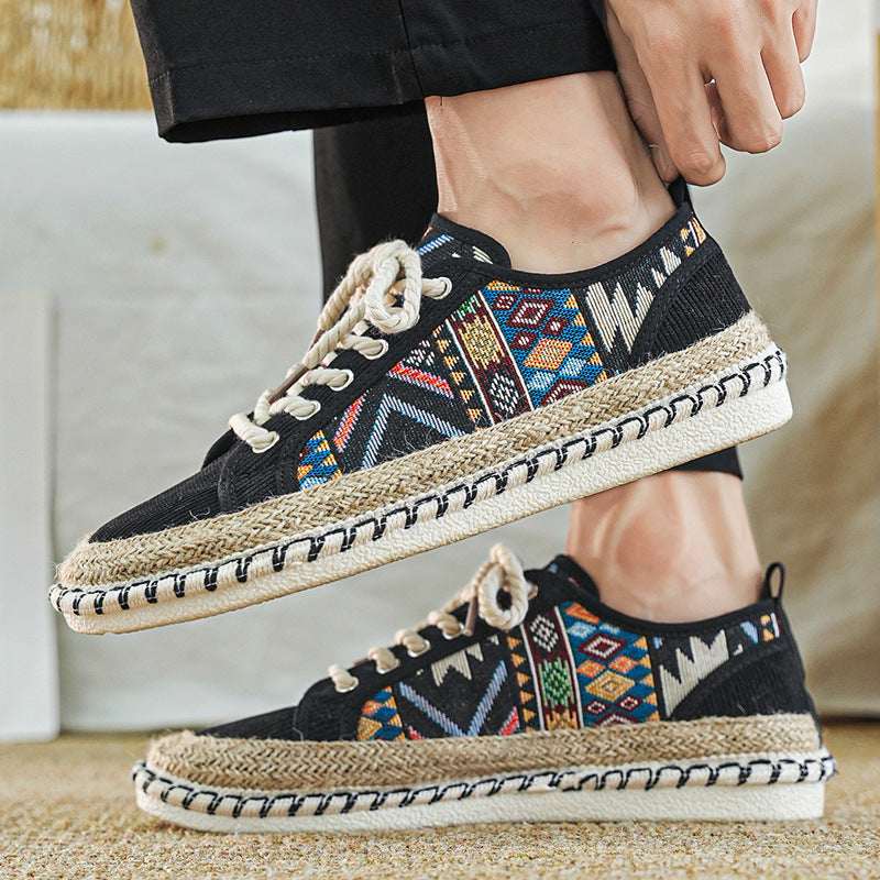 Damskie Tenisówki Espadryle W Wzór Geometryczny